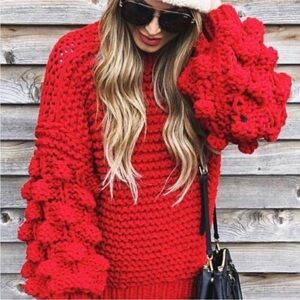 Goodnight Macaroon Red Chunky Knit Sweater